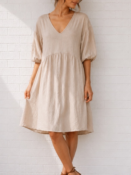 Zara Dresses & Skirts - Zara Babydoll Dress M Balloon Sleeve Lagenlook Minimalist Boho Oversized